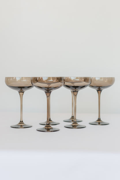 Estelle Colored Champagne Coupe Stemware - Set of 6 {Gray Smoke}