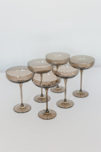 Estelle Colored Champagne Coupe Stemware - Set of 6 {Gray Smoke}