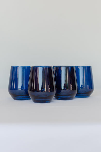 Estelle Colored Wine Stemless - Set of 6 {Midnight Blue}