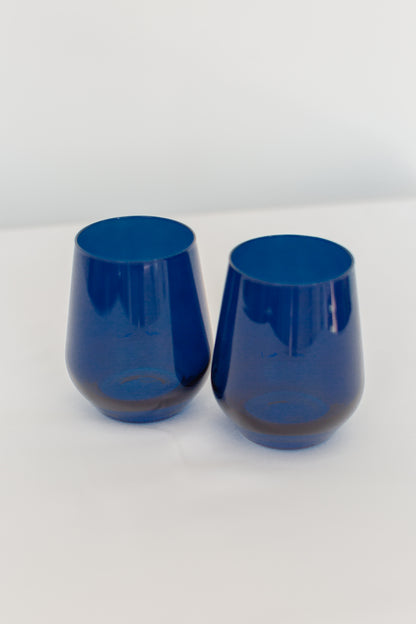 Estelle Colored Wine Stemless - Set of 2 {Midnight Blue}