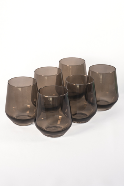 Estelle Colored Wine Stemless - Set of 6 {Gray Smoke}