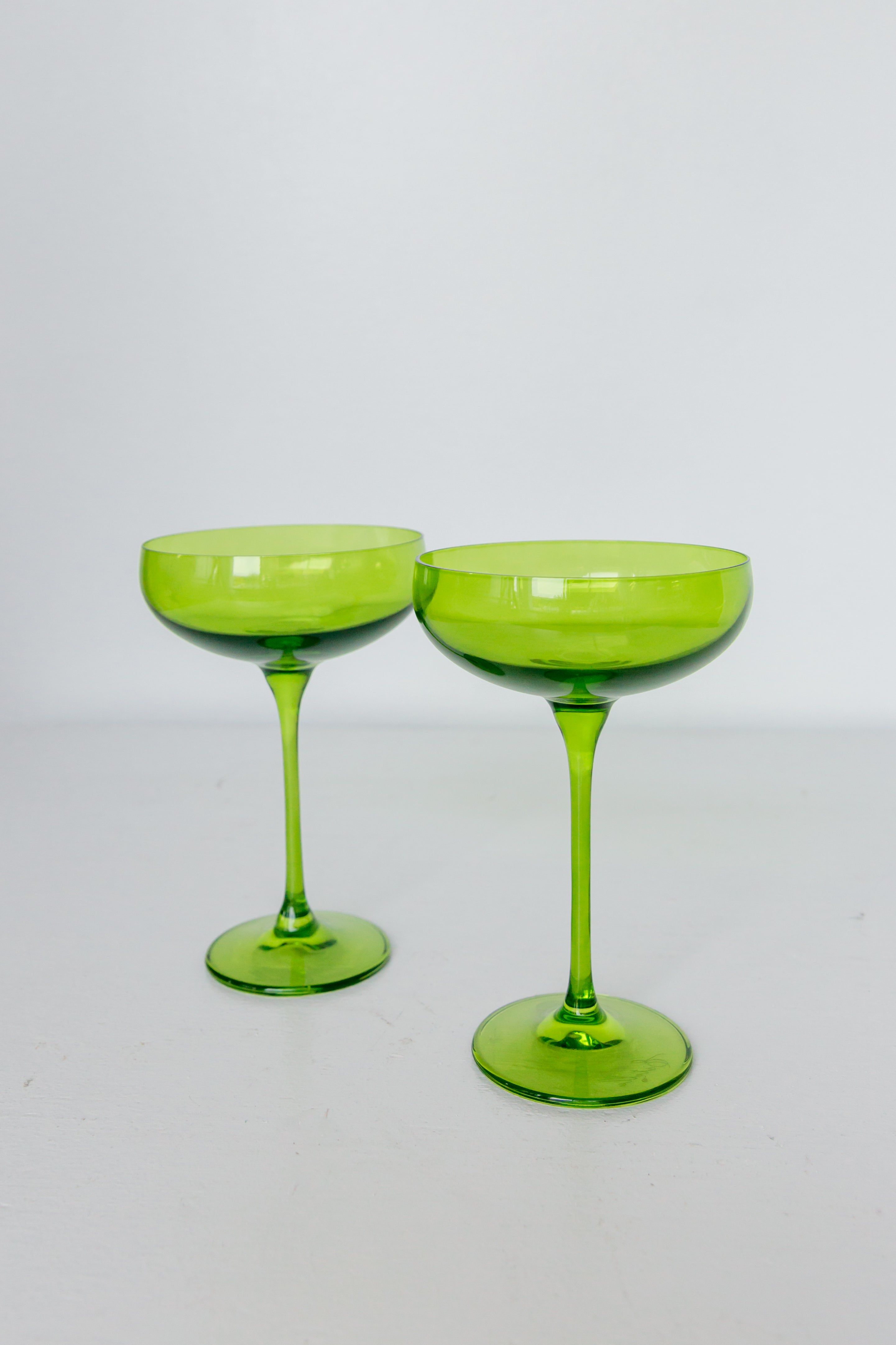 Estelle Colored Champagne Coupe Stemware - Set of 2 {Forest Green}