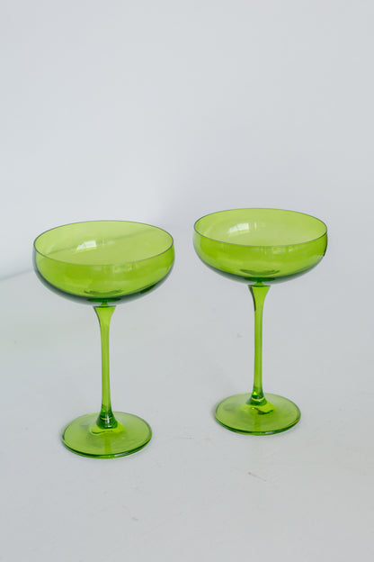 Estelle Colored Champagne Coupe Stemware - Set of 2 {Forest Green}