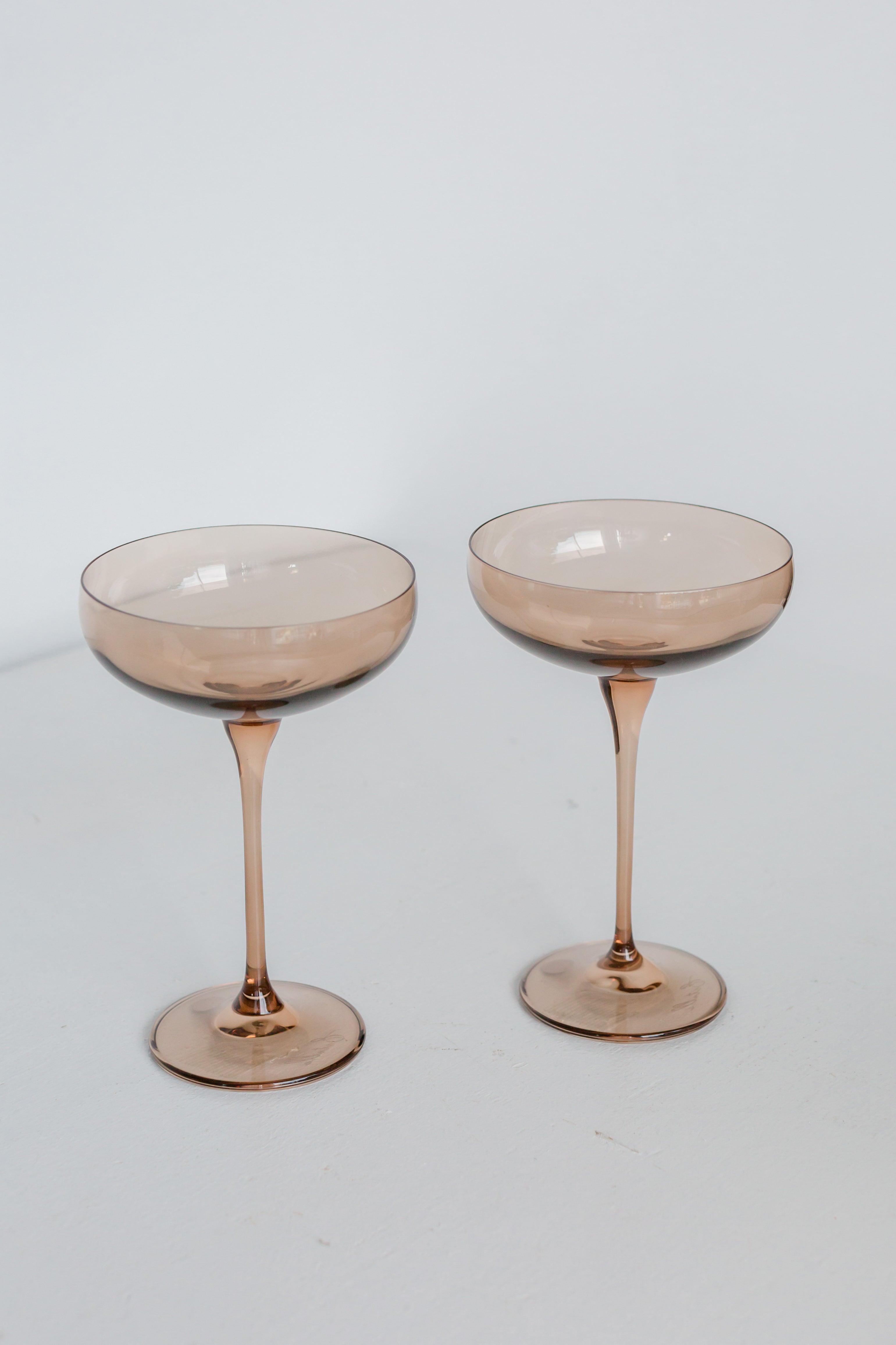 Estelle Colored Champagne Coupe Stemware - Set of 2 {Amber Smoke}