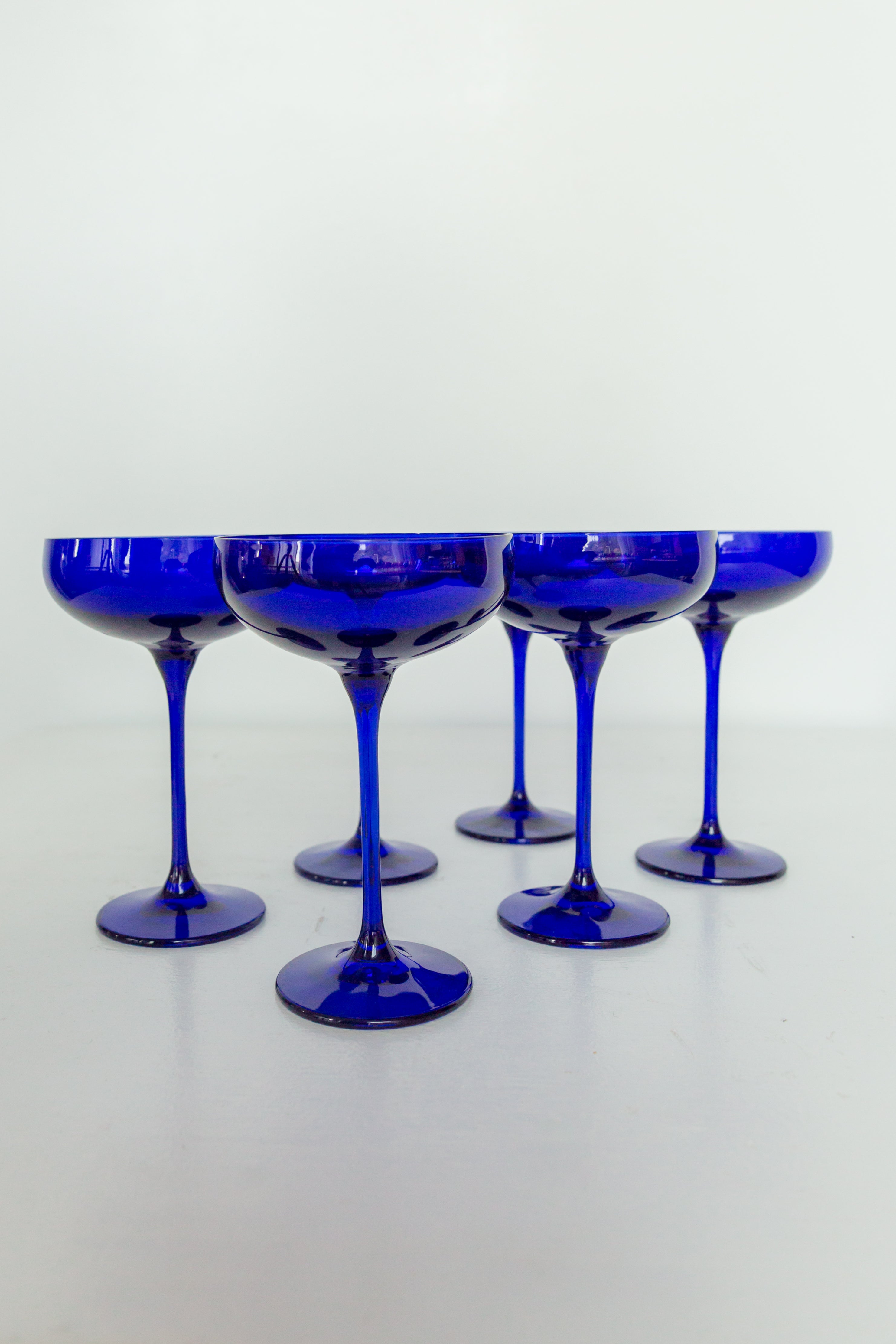 Estelle Colored Champagne Coupe Stemware - Set of 6 {Royal Blue}