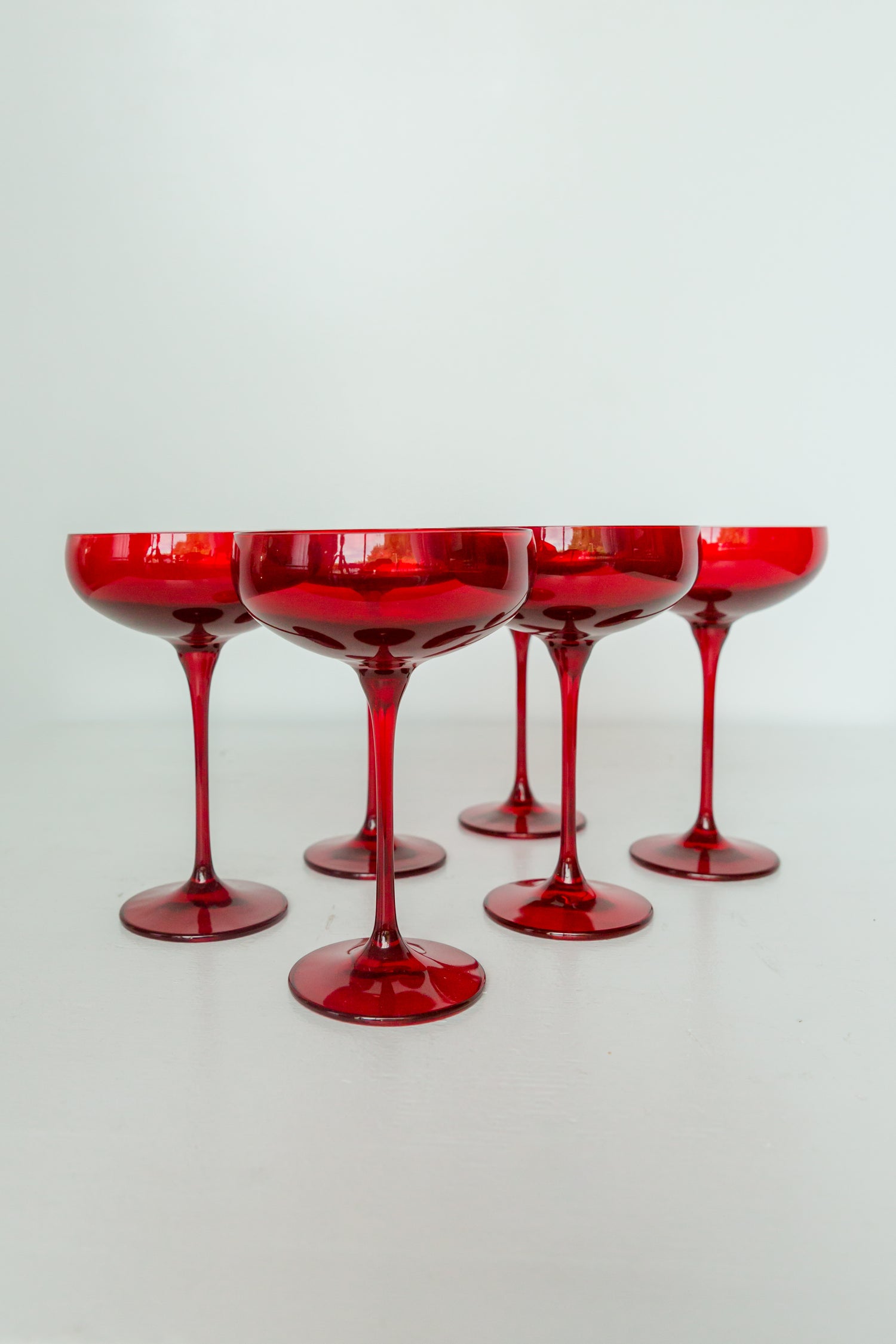 Estelle Colored Champagne Coupe Stemware - Set of 6 {Red}