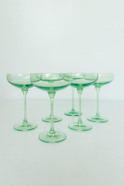 Estelle Colored Champagne Coupe Stemware - Set of 6 {Mint Green}