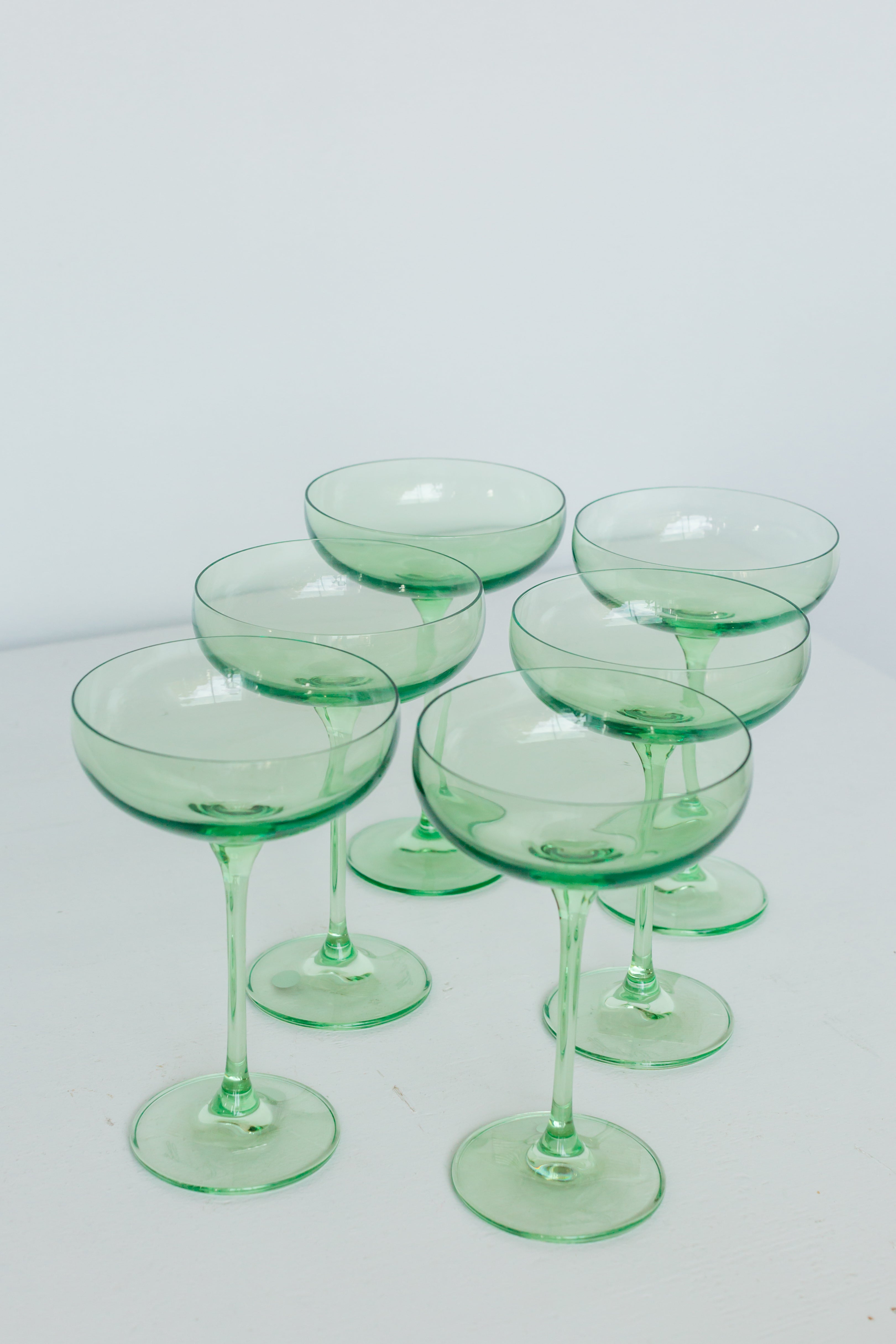 Estelle Colored Champagne Coupe Stemware - Set of 6 {Mint Green}