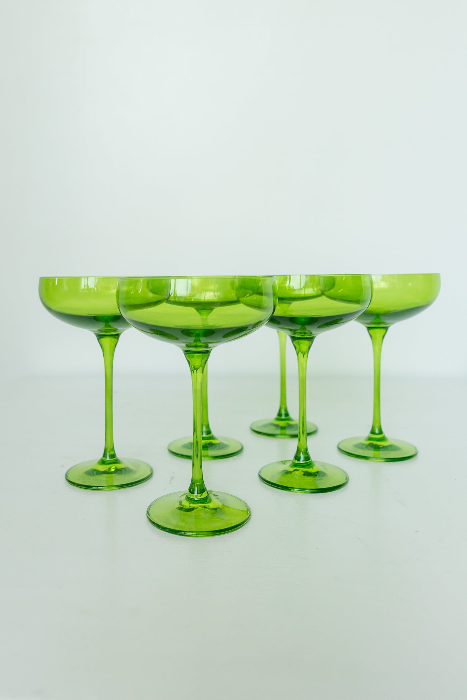 Estelle Colored Champagne Coupe Stemware - Set of 6 {Forest Green}