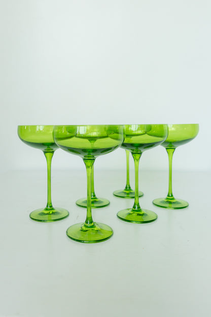 Estelle Colored Champagne Coupe Stemware - Set of 6 {Forest Green}