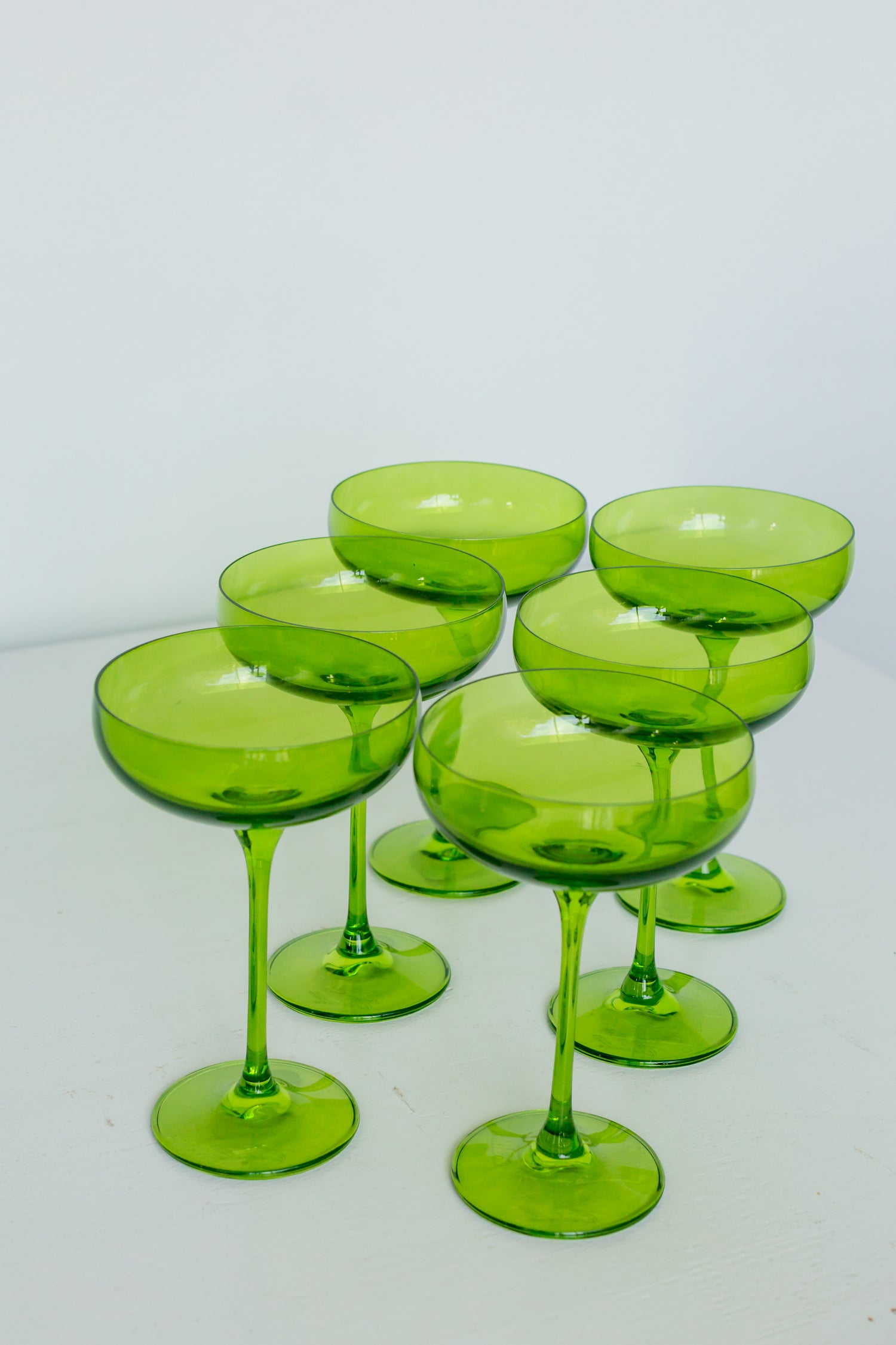 Estelle Colored Champagne Coupe Stemware - Set of 6 {Forest Green}