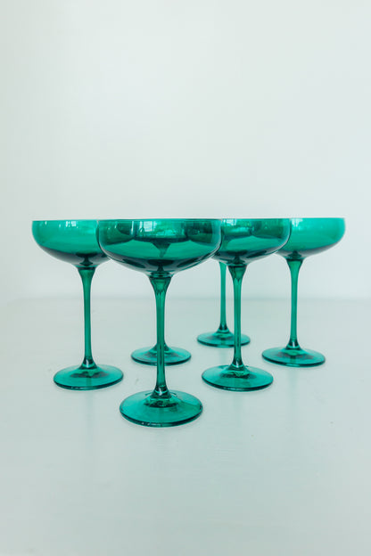 Estelle Colored Champagne Coupe Stemware - Set of 6 {Emerald Green}