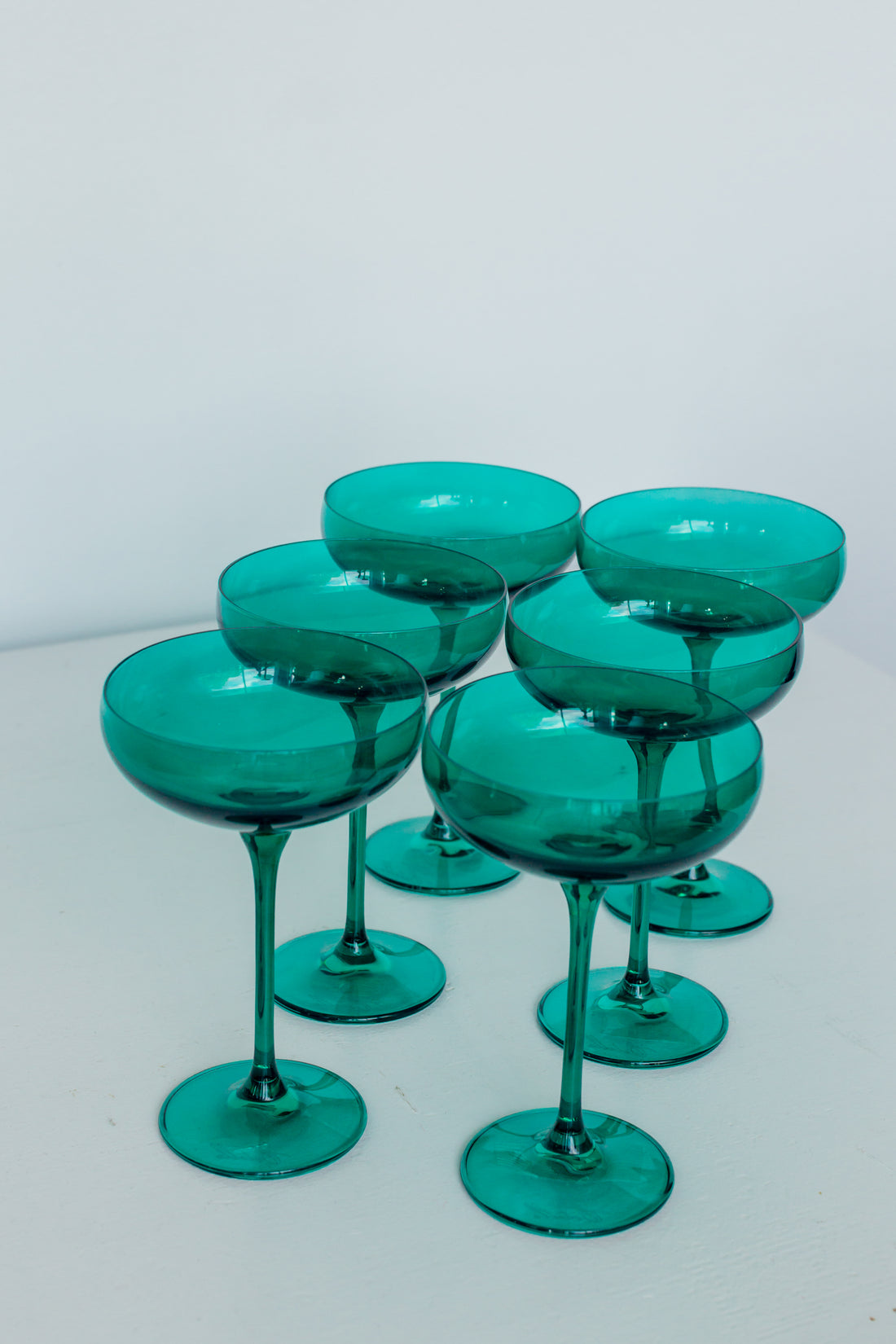 Estelle Colored Champagne Coupe Stemware - Set of 6 {Emerald Green}