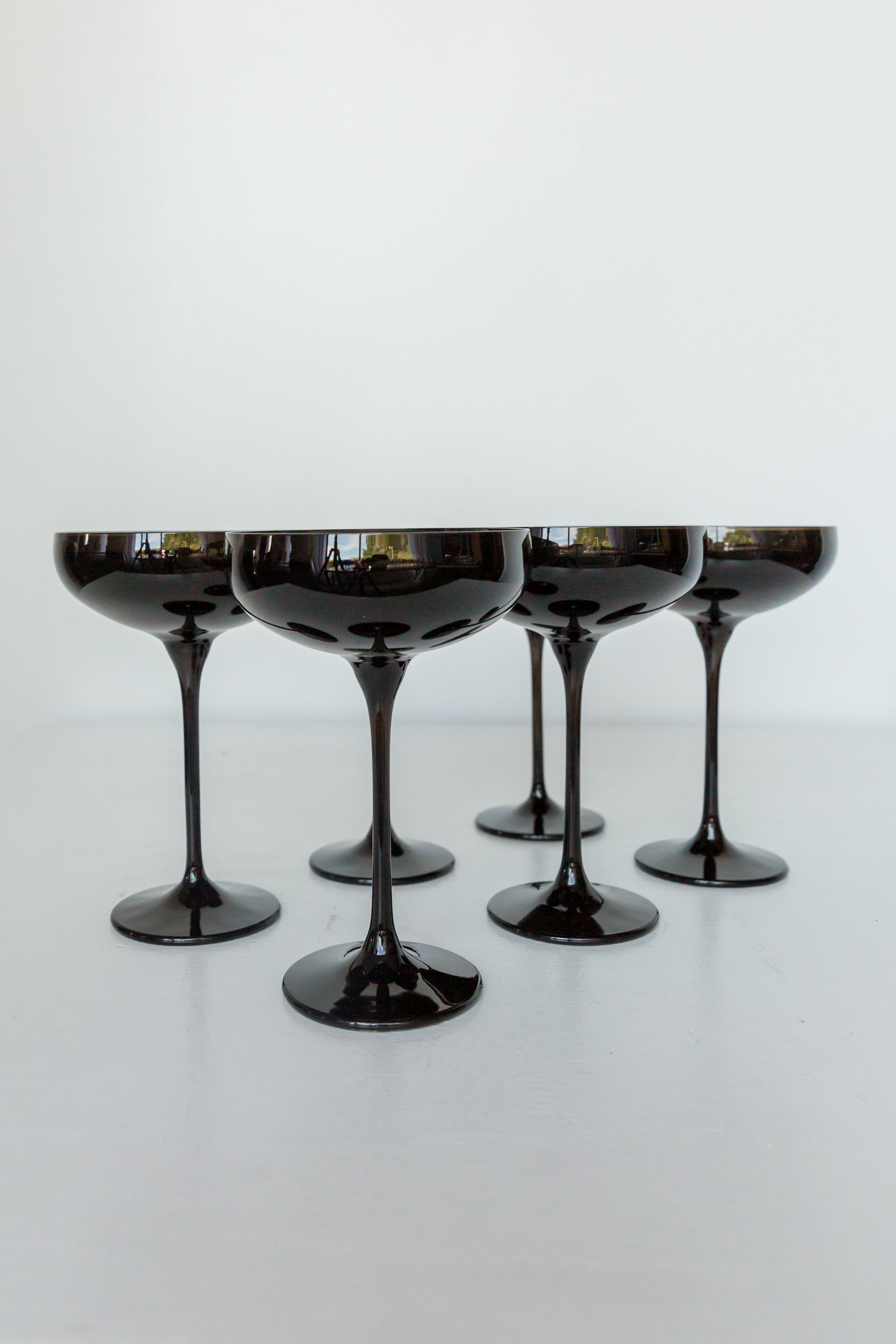 Estelle Colored Champagne Coupe Stemware - Set of 6 {Black Onyx}