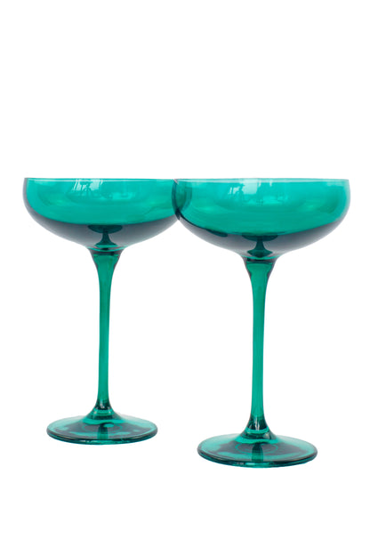 Estelle Colored Champagne Coupe Stemware - Set of 2 {Emerald Green}