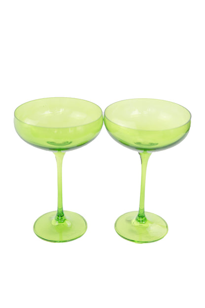 Estelle Colored Champagne Coupe Stemware - Set of 2 {Forest Green}