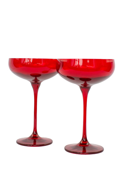 Estelle Colored Champagne Coupe Stemware - Set of 2 {Red}