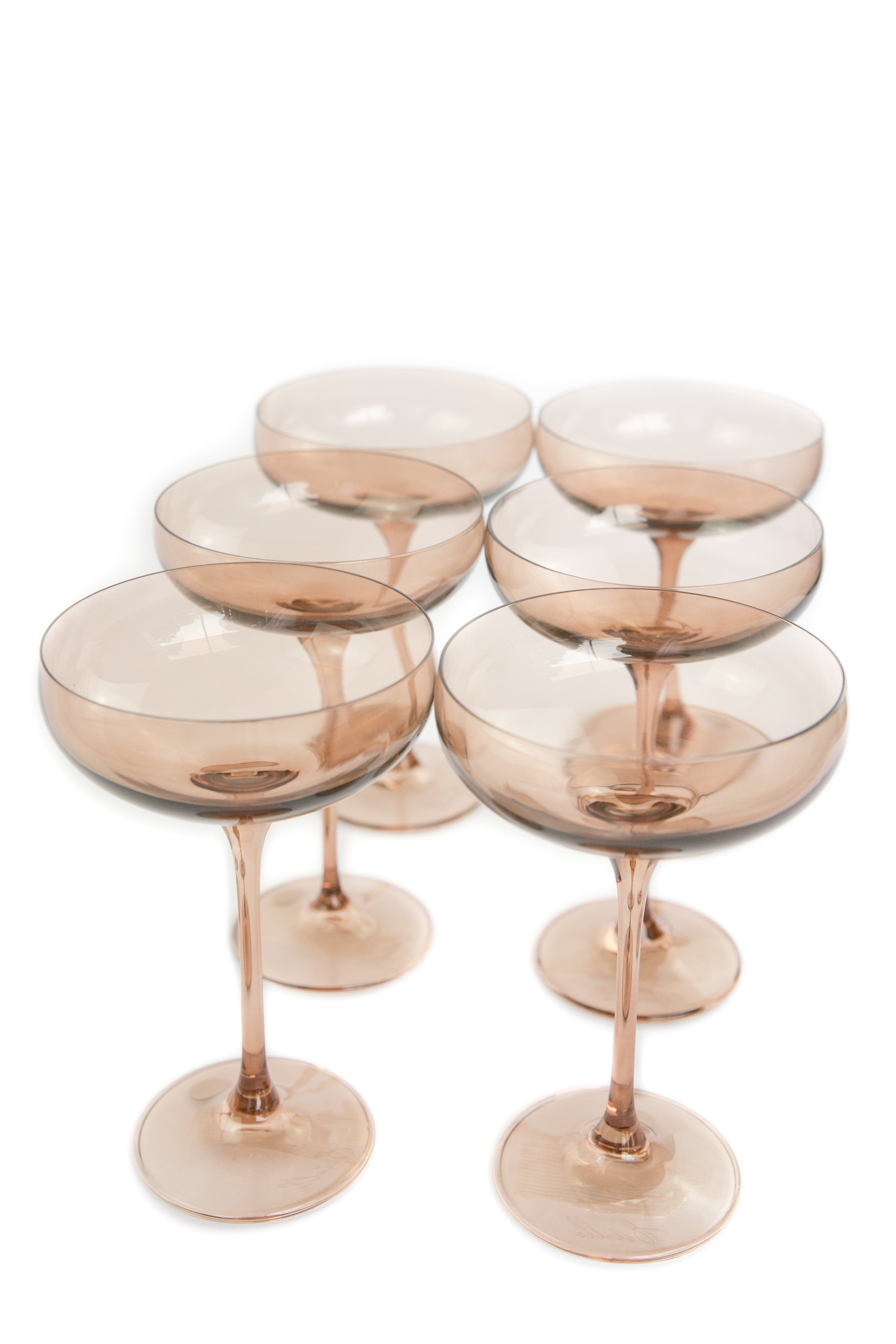 Estelle Colored Champagne Coupe Stemware - Set of 6 {Amber Smoke}