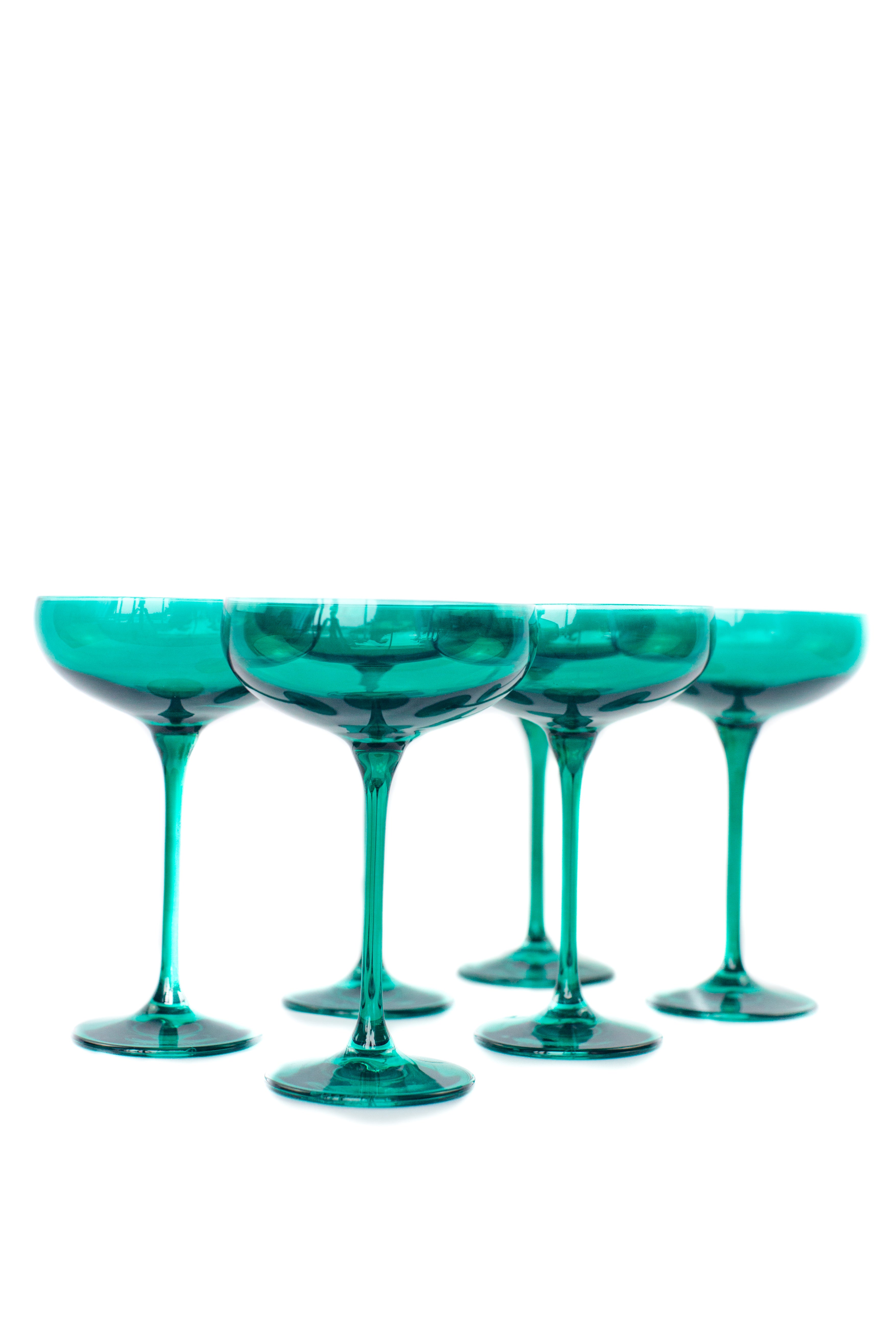 Estelle Colored Champagne Coupe Stemware - Set of 6 {Emerald Green}