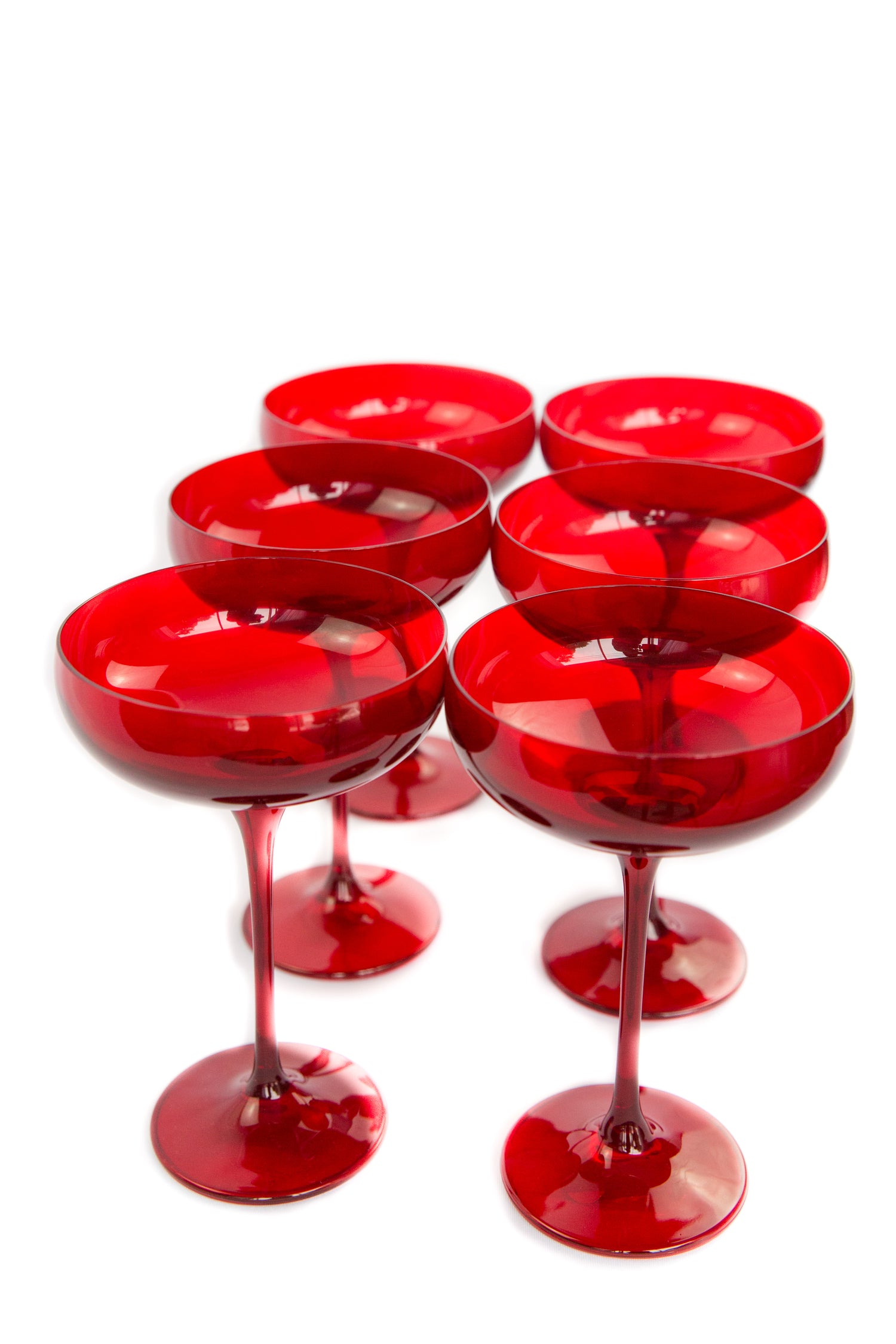 Estelle Colored Champagne Coupe Stemware - Set of 6 {Red}