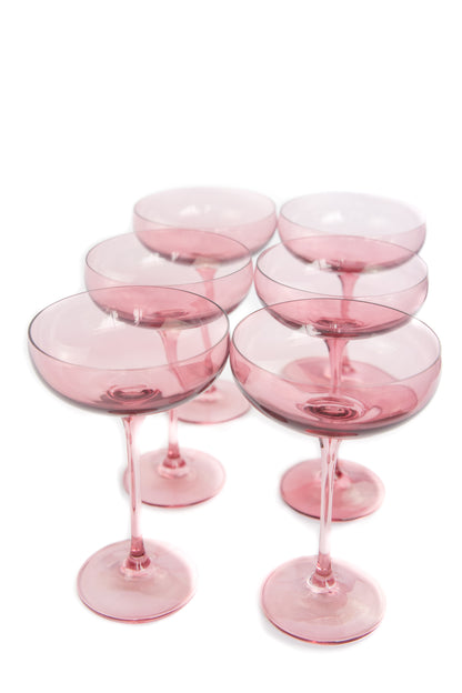 Estelle Colored Champagne Coupe Stemware - Set of 6 {Rose}