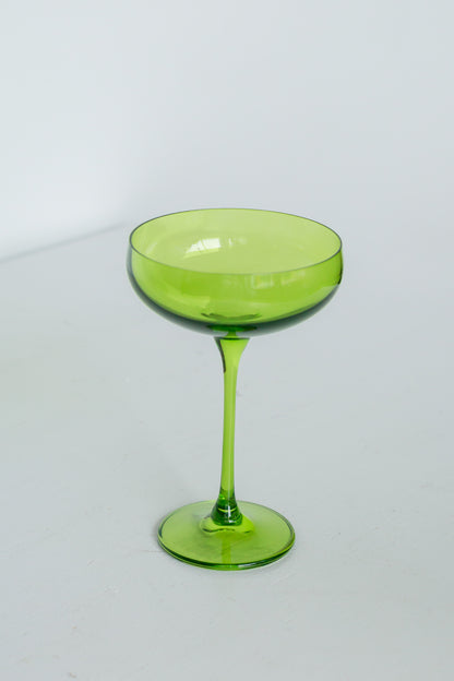 Estelle Colored Champagne Coupe Stemware - Set of 6 {Forest Green}