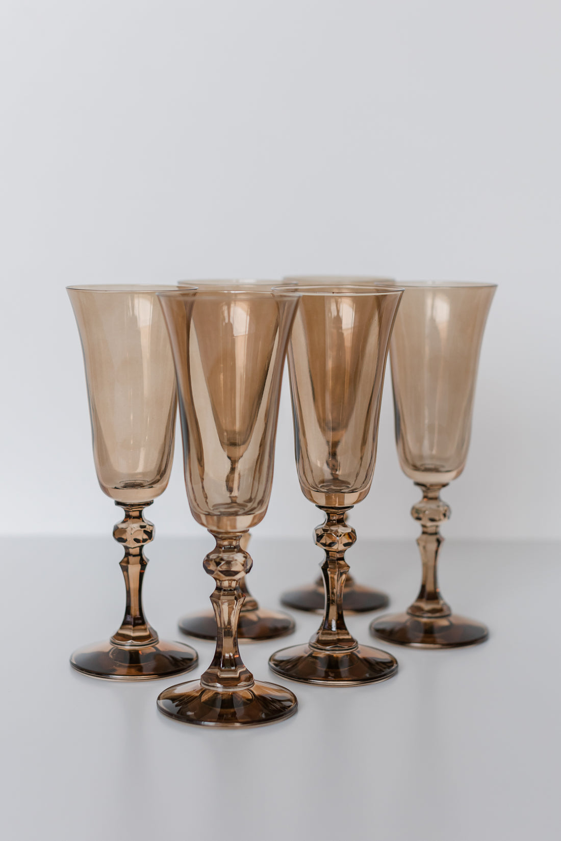 Estelle Colored Regal Flute - Set of 6 {Mocha Mousse (Our Amber Smoke)}