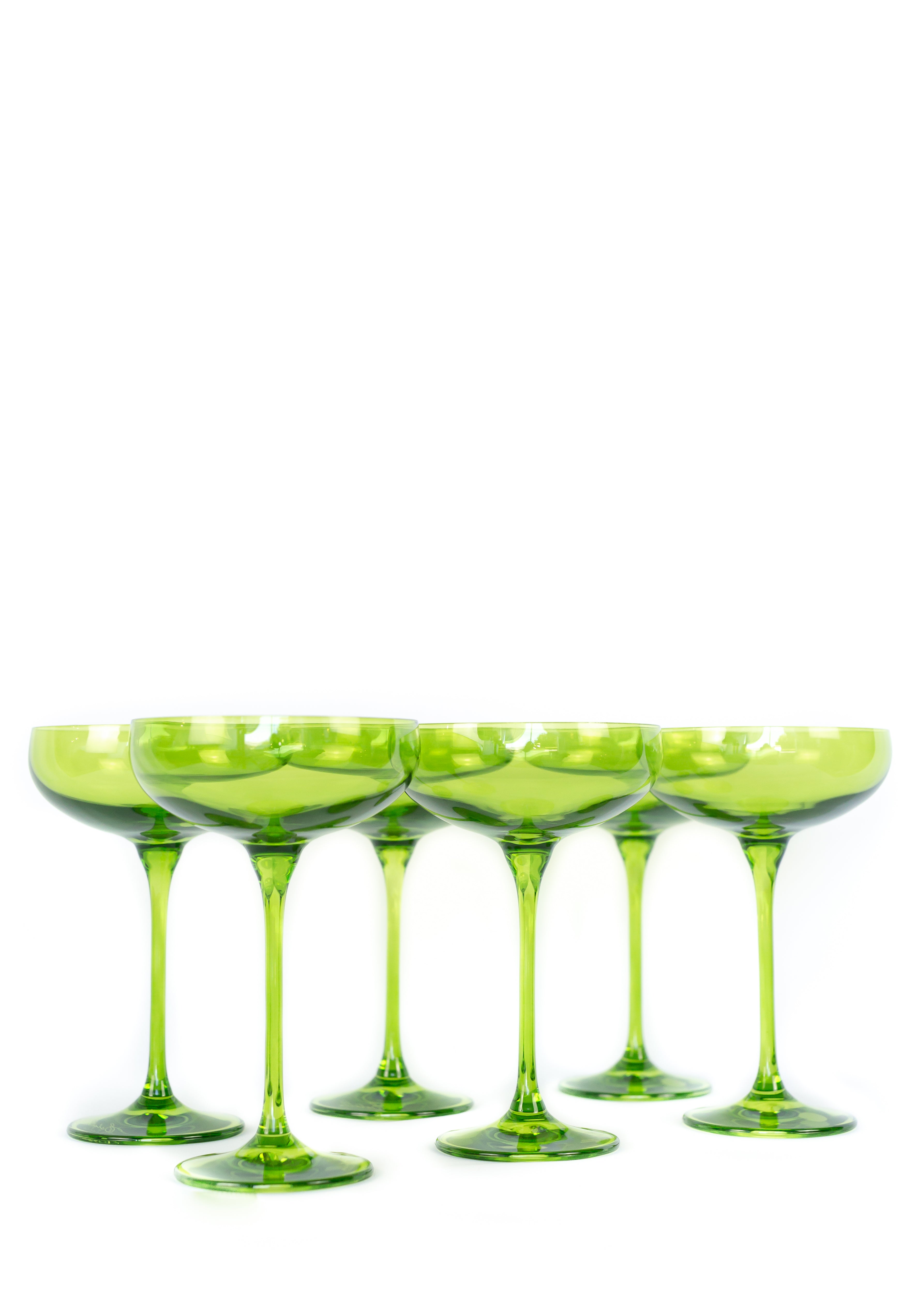 Estelle Colored Champagne Coupe Stemware - Set of 6 {Forest Green}