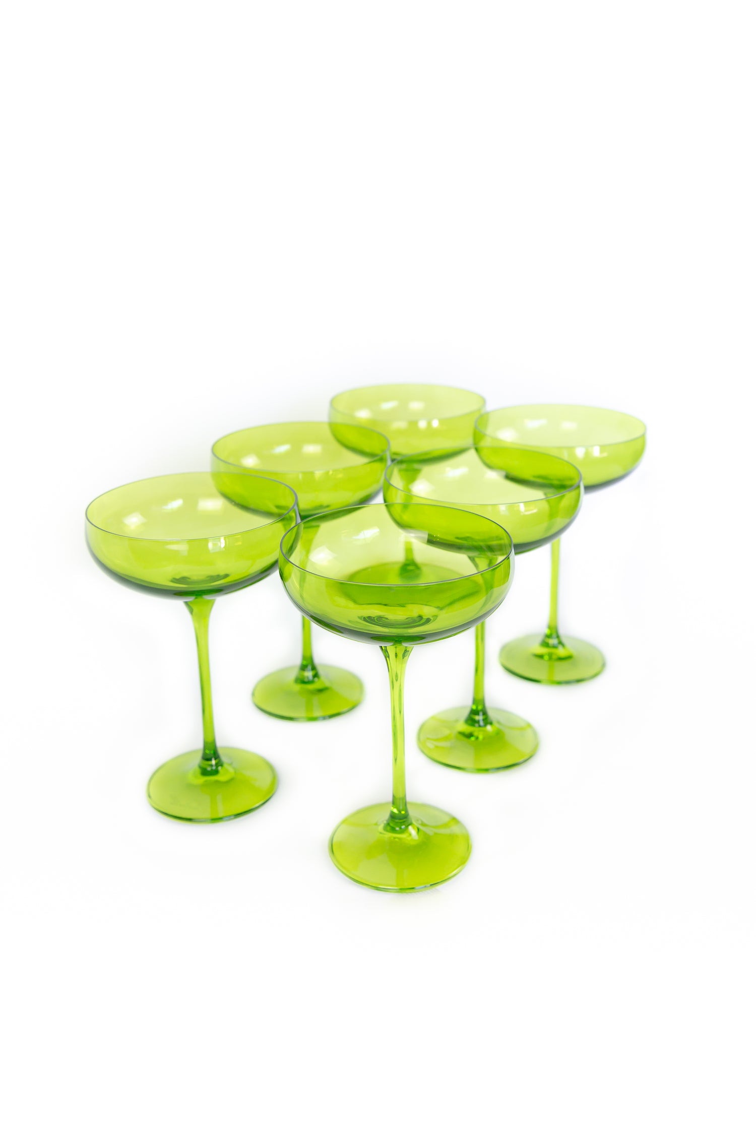 Estelle Colored Champagne Coupe Stemware - Set of 6 {Forest Green}