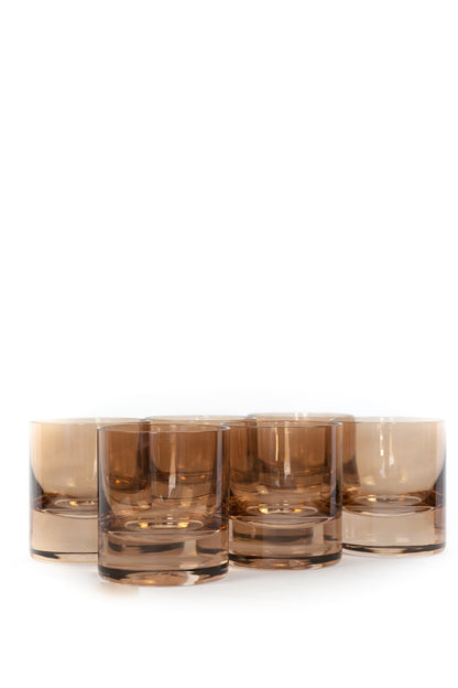 Estelle Colored Rocks Glass -  Set of 2 {Mocha Mousse (Our Amber Smoke)}