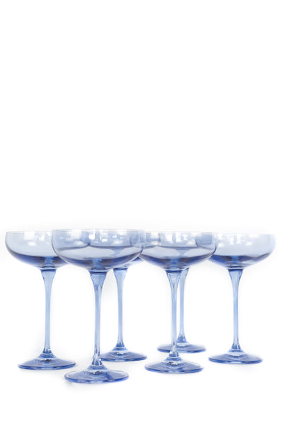 Estelle Colored Champagne Coupe Stemware - Set of 6 {Cobalt Blue}