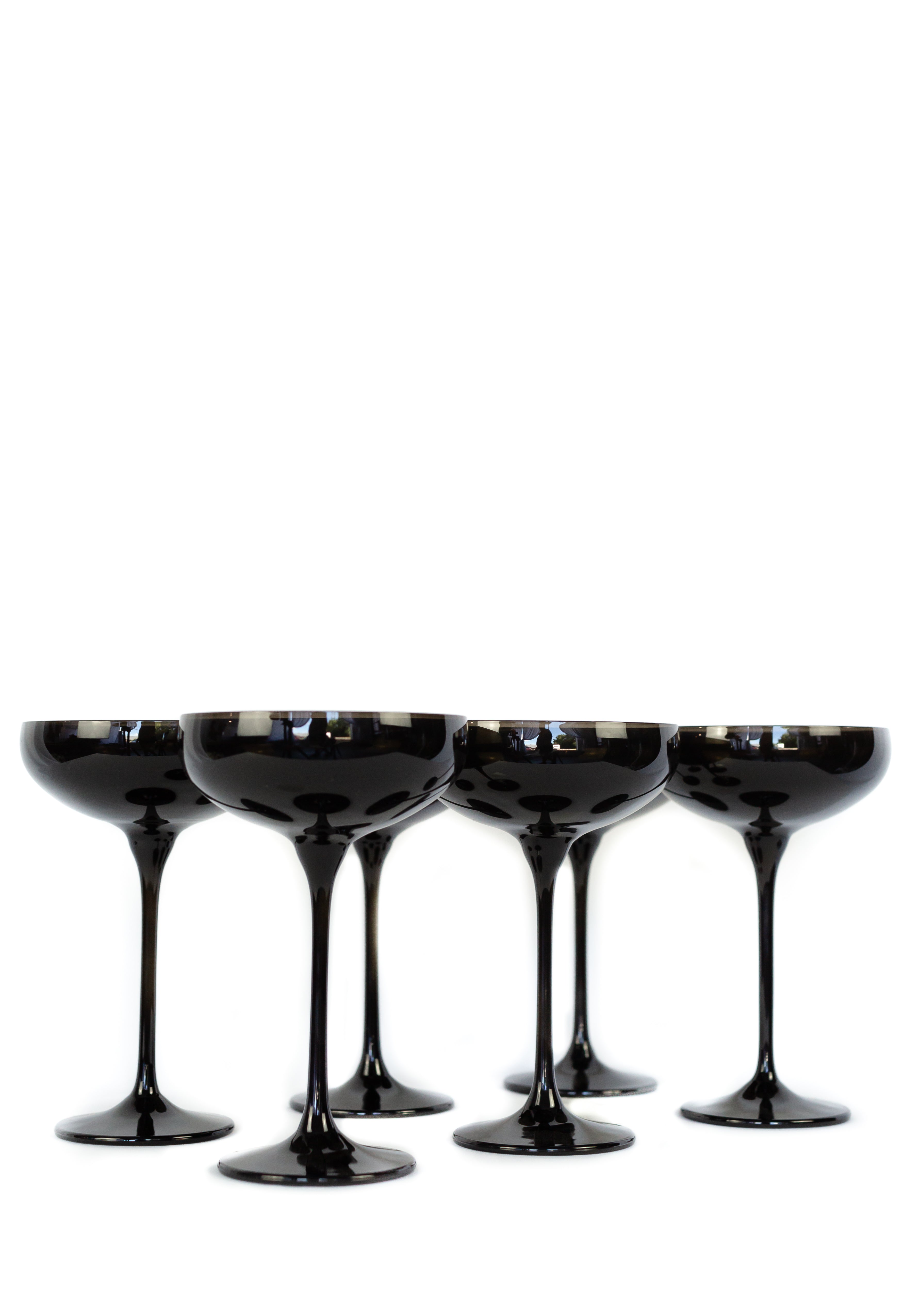 Estelle Colored Champagne Coupe Stemware - Set of 6 {Black Onyx}