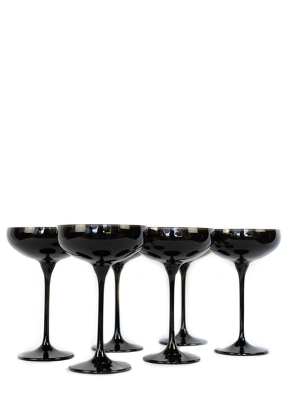 Estelle Colored Champagne Coupe Stemware - Set of 6 {Black Onyx}