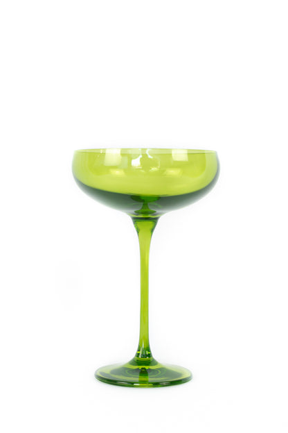 Estelle Colored Champagne Coupe Stemware - Set of 2 {Forest Green}