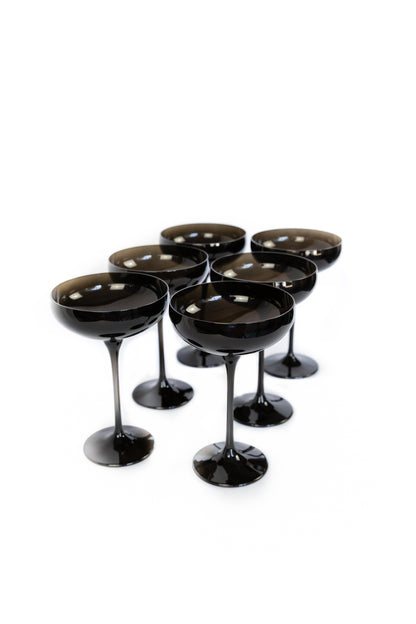 Estelle Colored Champagne Coupe Stemware - Set of 6 {Black Onyx}