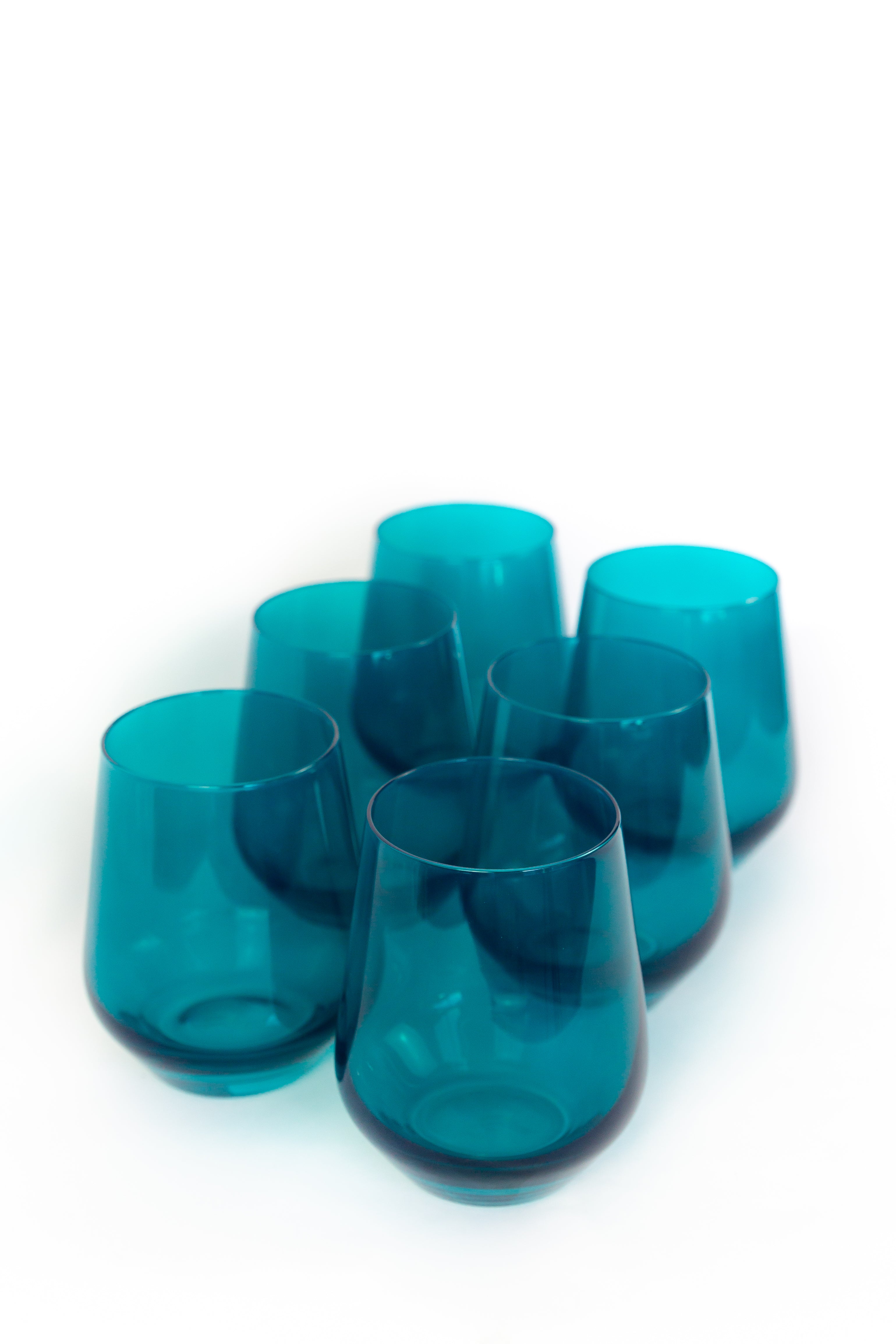 Estelle Colored Wine Stemless - Set of 6 {Teal}