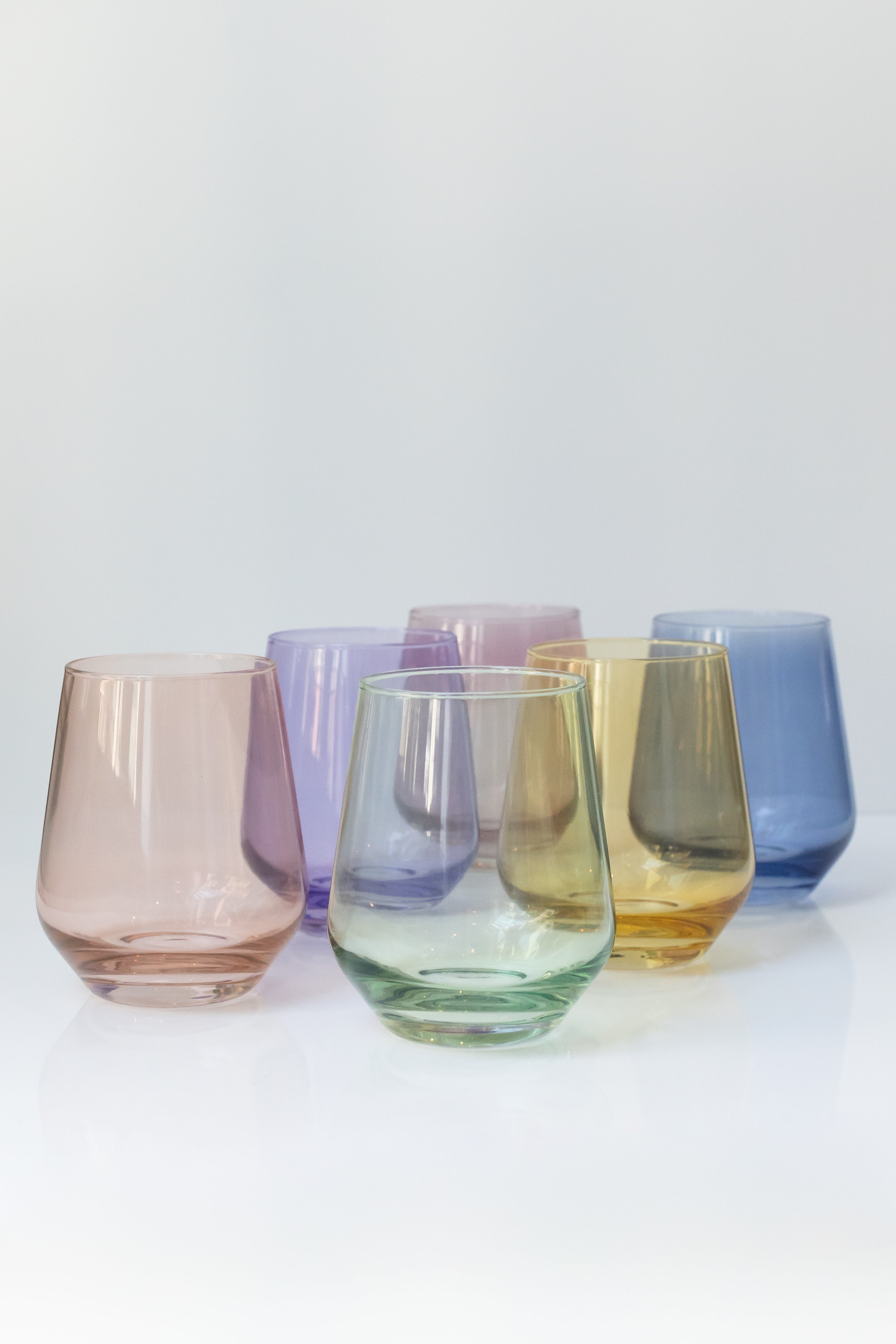 Estelle Colored Wine Stemless Set of 6 (Pastel Mixed Set)