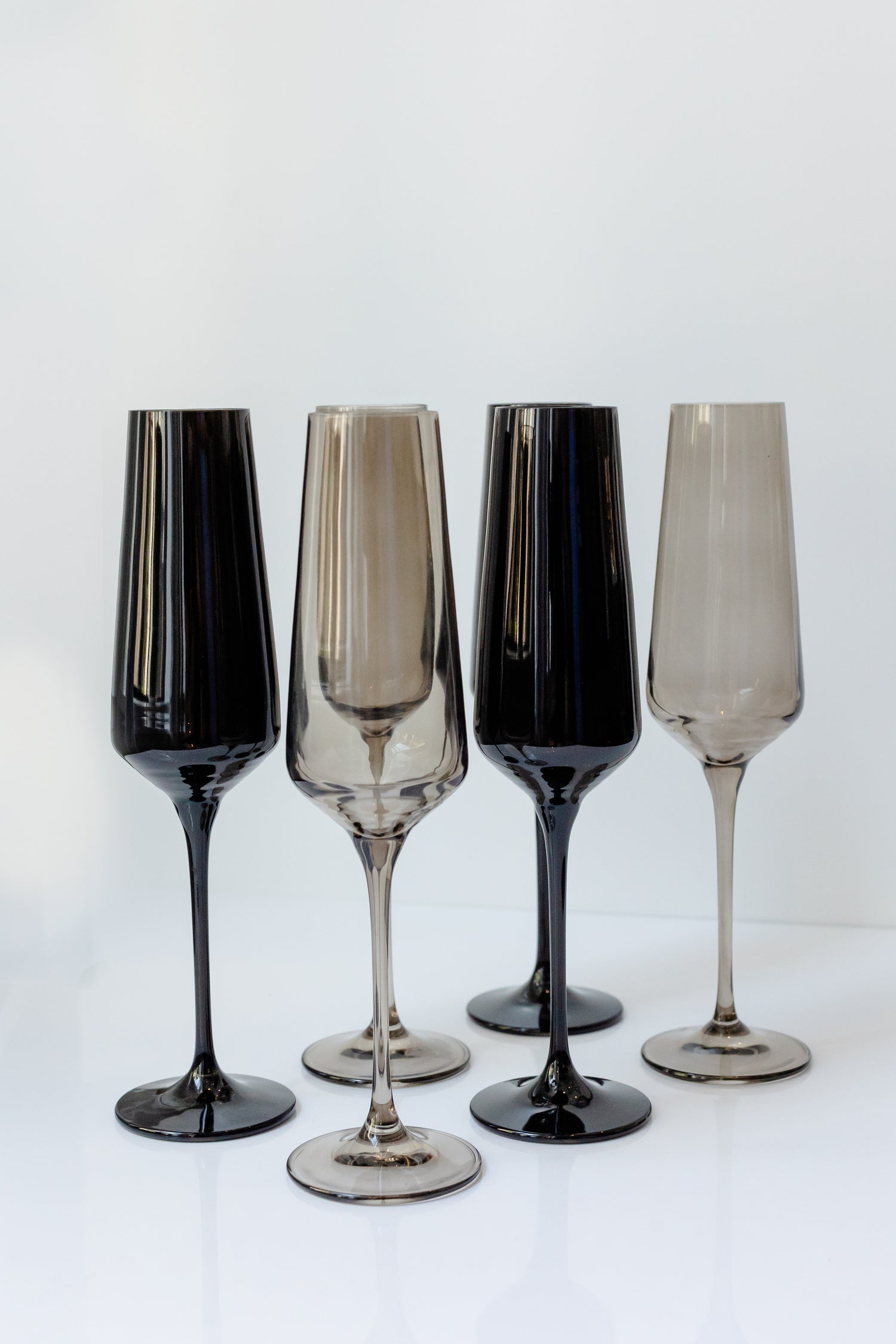 Estelle Colored Champagne Flute - Set of 6 {Smoke Mixed Set}