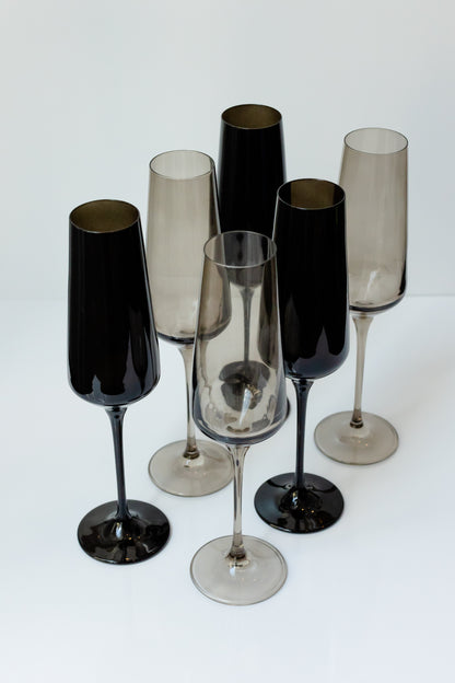 Estelle Colored Champagne Flute - Set of 6 {Smoke Mixed Set}