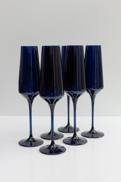 Estelle Colored Champagne Flute - Set of 6 {Midnight Blue}