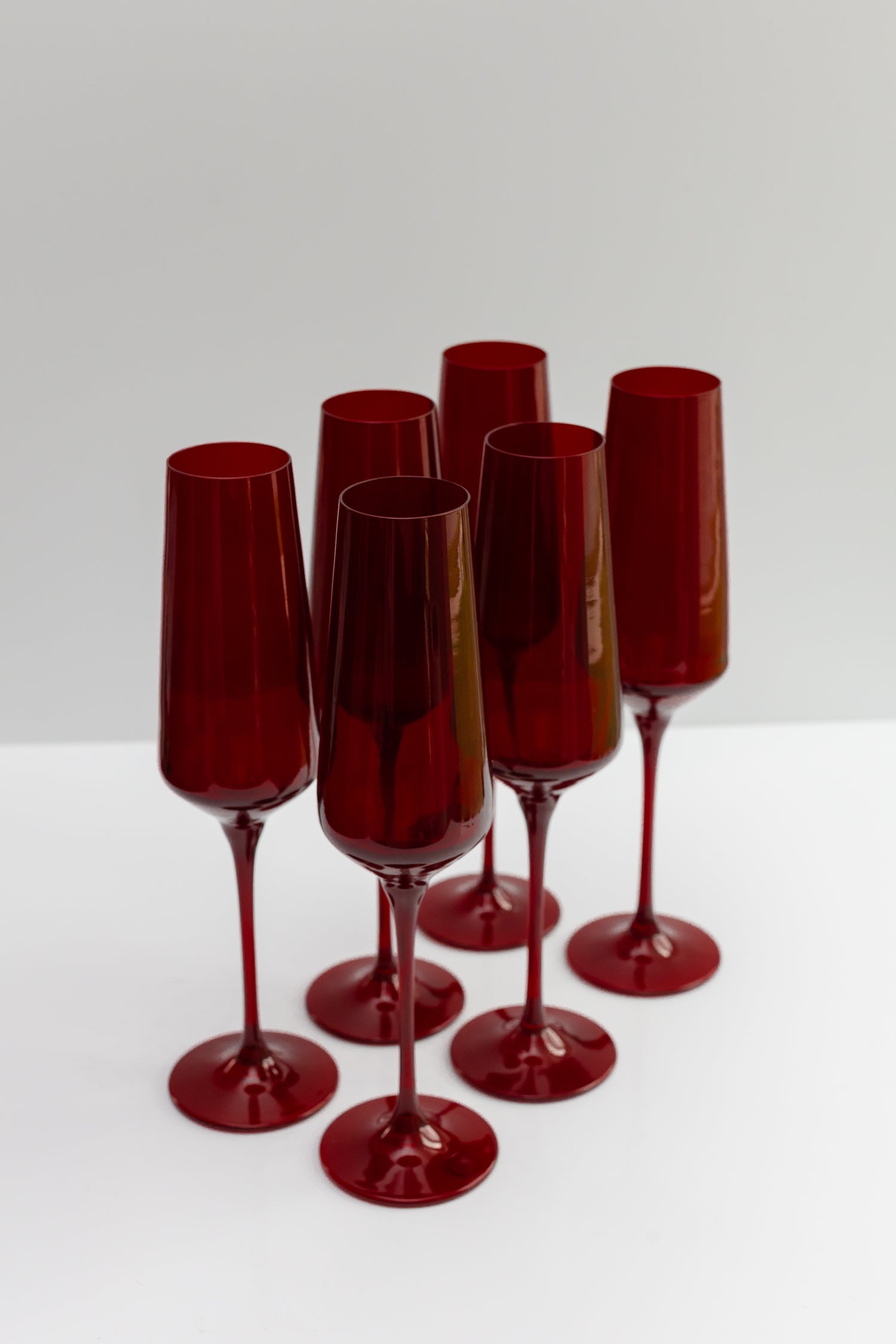 Estelle Colored Champagne Flute - Set of 6 {Red}