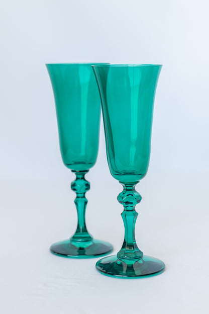 Estelle Colored Regal Flute - Set of 2 {Emerald Green}