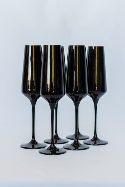 Estelle Colored Champagne Flute - Set of 6 {Black}