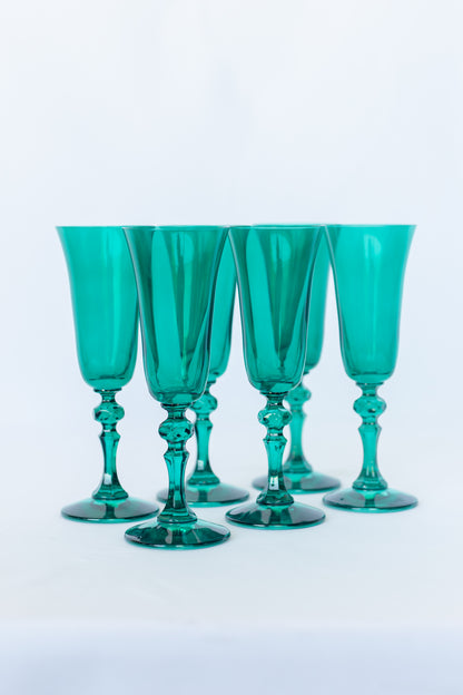 Estelle Colored Regal Flute - Set of 2 {Emerald Green}