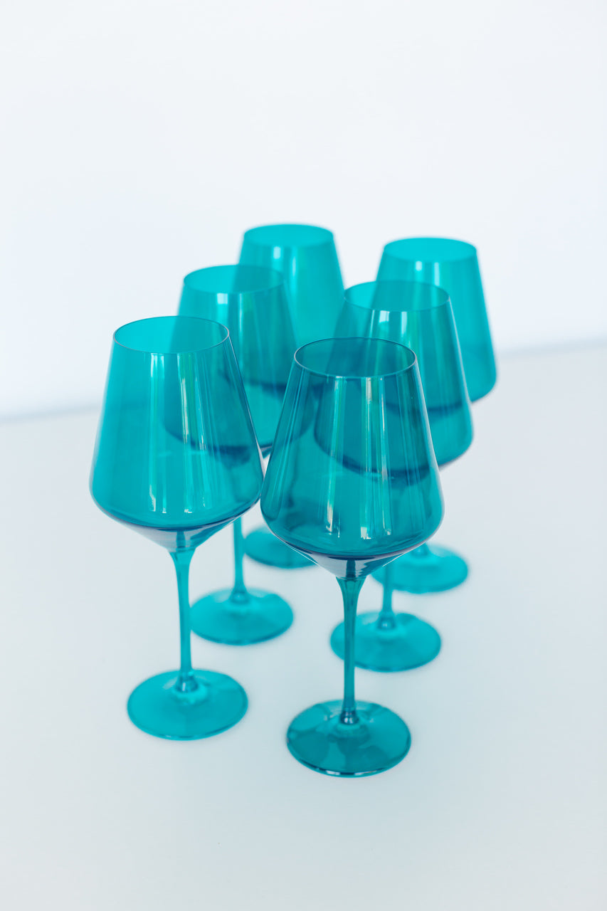 Estelle Colored Wine Stemware - Set of 6 {Teal}