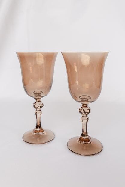 Estelle Colored Regal Goblet - Set of 2 {Amber Smoke}