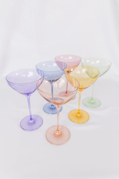 Estelle Colored Martini Glass - Set of 6 {Pastel Mixed Set}