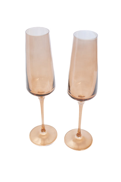 Estelle Colored Champagne Flute - Set of 2 {Amber Smoke}