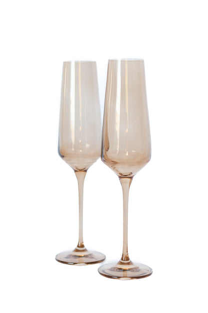 Estelle Colored Champagne Flute - Set of 2 {Amber Smoke}