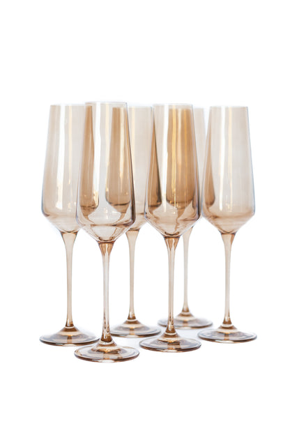 Estelle Colored Champagne Flute - Set of 6 {Amber Smoke}